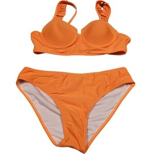 NWOT Size Med Orange Three-Piece Bikini Set